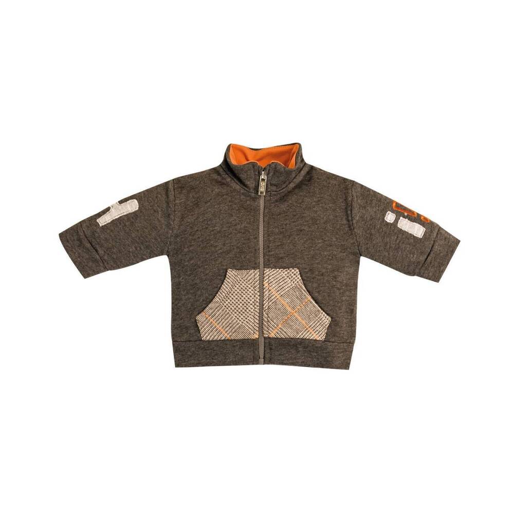 NEW EMC boys' herringbone patch track jacket in charcoal
